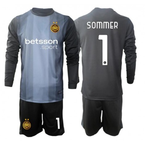 Inter Milan Yann Sommer #1 Keeper Thuis tenue Kids 2025-26 Lange Mouw (+ Korte broeken)