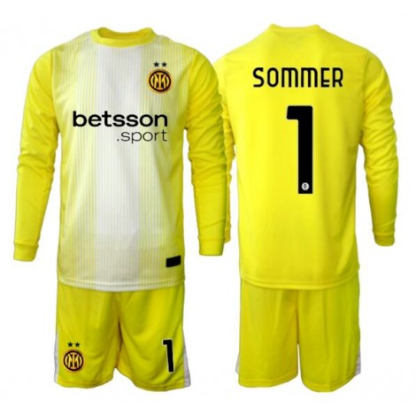 Inter Milan Yann Sommer #1 Keeper Uit tenue Kids 2025-26 Lange Mouw (+ Korte broeken)