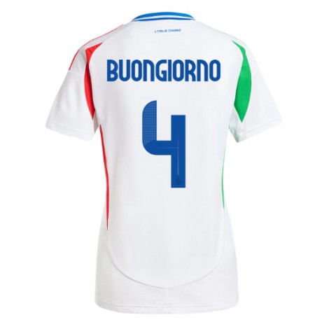 Italië Alessandro Buongiorno #4 Uit tenue Dames EK 2024 Korte Mouw Italië Alessandro Buongiorno #4 Uit tenue Dames EK 2024 Korte Mouw