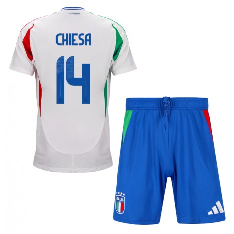 Italië Federico Chiesa #14 Uit tenue Kids EK 2024 Korte Mouw (+ Korte broeken)