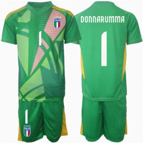 Italië Gianluigi Donnarumma #1 Keeper Uit tenue Kids EK 2024 Korte Mouw (+ Korte broeken)