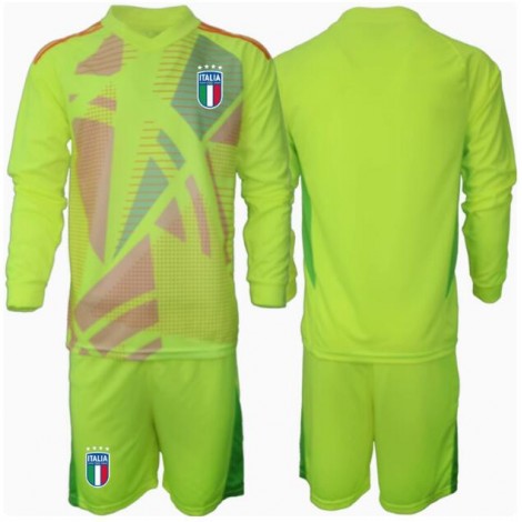 Italië Keeper Thuis tenue Kids EK 2024 Lange Mouw (+ Korte broeken)