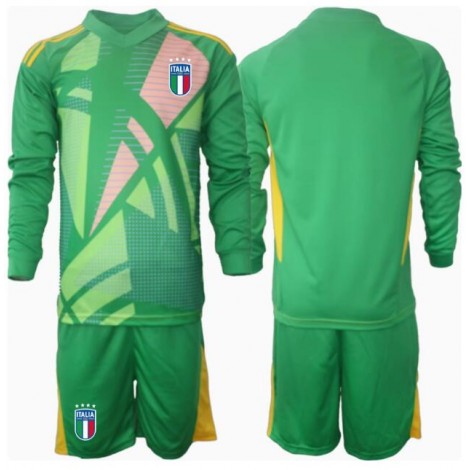 Italië Keeper Uit tenue Kids EK 2024 Lange Mouw (+ Korte broeken)