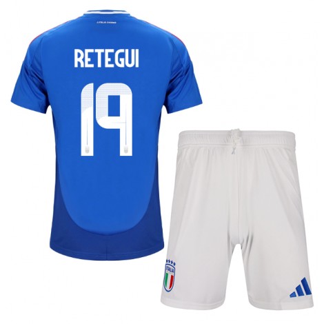 Italië Mateo Retegui #19 Thuis tenue Kids EK 2024 Korte Mouw (+ Korte broeken)