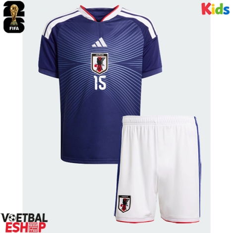 Japan Daichi Kamada #15 Thuis tenue Kids WK 2026 Korte Mouw (+ Korte broeken)