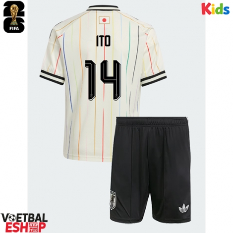 Japan Junya Ito #14 Uit tenue Kids WK 2026 Korte Mouw (+ Korte broeken)