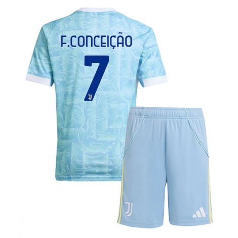 Juventus Francisco Conceicao #7 Uit tenue Kids 2025-26 Korte Mouw (+ Korte broeken)