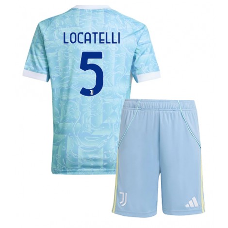Juventus Manuel Locatelli #5 Uit tenue Kids 2025-26 Korte Mouw (+ Korte broeken)
