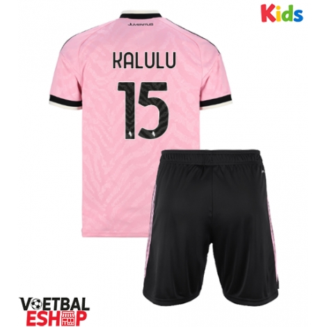 Juventus Pierre Kalulu #15 Uit tenue Kids 2026-27 Korte Mouw (+ Korte broeken)