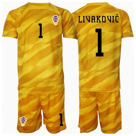 Kroatië Dominik Livakovic #1 Keeper Thuis tenue Kids EK 2024 Korte Mouw (+ Korte broeken)