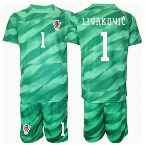 Kroatië Dominik Livakovic #1 Keeper Uit tenue Kids EK 2024 Korte Mouw (+ Korte broeken)