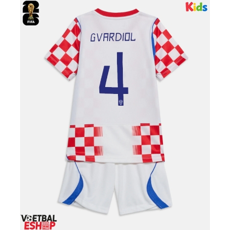 Kroatië Josko Gvardiol #4 Thuis tenue Kids WK 2026 Korte Mouw (+ Korte broeken)