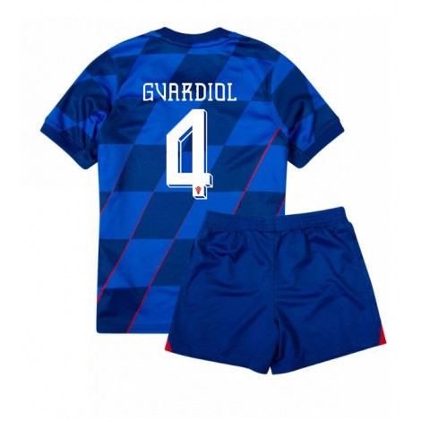 Kroatië Josko Gvardiol #4 Uit tenue Kids EK 2024 Korte Mouw (+ Korte broeken)