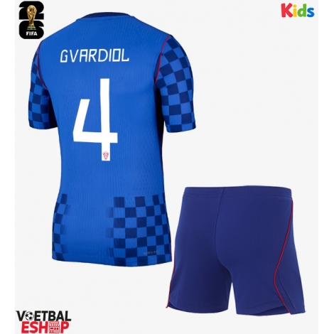 Kroatië Josko Gvardiol #4 Uit tenue Kids WK 2026 Korte Mouw (+ Korte broeken)