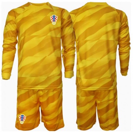Kroatië Keeper Thuis tenue Kids EK 2024 Lange Mouw (+ Korte broeken)