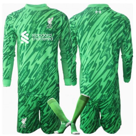 Liverpool Keeper Uit tenue Kids 2024-25 Lange Mouw (+ Korte broeken)