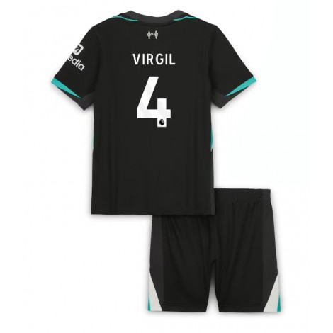 Liverpool Virgil van Dijk #4 Uit tenue Kids 2024-25 Korte Mouw (+ Korte broeken)