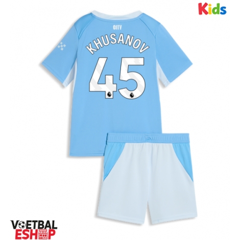 Manchester City Abdukodir Khusanov #45 Thuis tenue Kids 2026-27 Korte Mouw (+ Korte broeken)