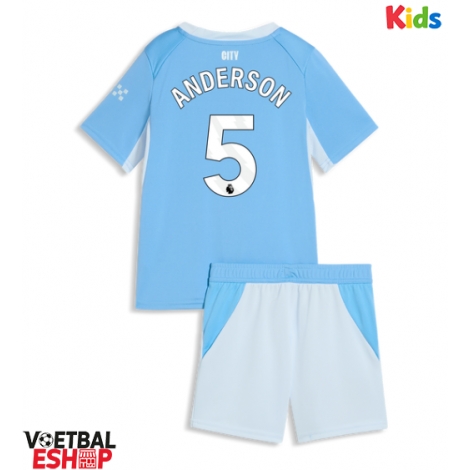 Manchester City Elliot Anderson #5 Thuis tenue Kids 2026-27 Korte Mouw (+ Korte broeken)