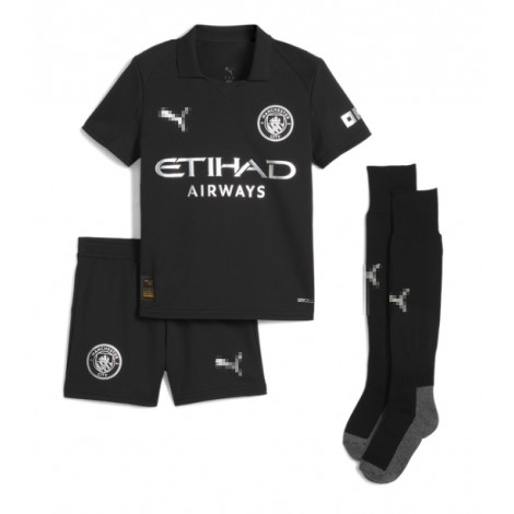 Manchester City Erling Haaland #9 Uit tenue Kids 2025-26 Korte Mouw (+ Korte broeken)