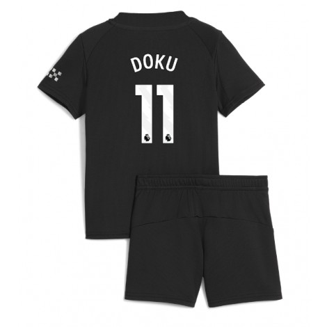 Manchester City Jeremy Doku #11 Uit tenue Kids 2025-26 Korte Mouw (+ Korte broeken)