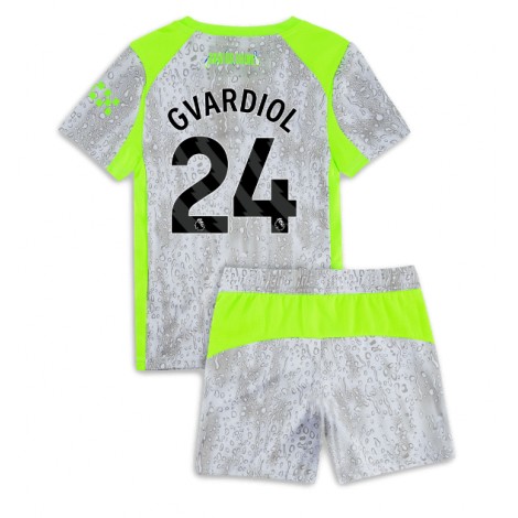 Manchester City Josko Gvardiol #24 Derde tenue Kids 2025-26 Korte Mouw (+ Korte broeken)