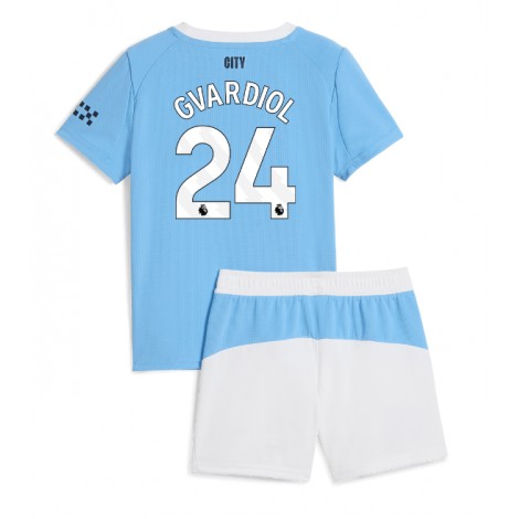 Manchester City Josko Gvardiol #24 Thuis tenue Kids 2025-26 Korte Mouw (+ Korte broeken)
