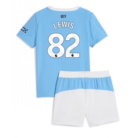 Manchester City Rico Lewis #82 Thuis tenue Kids 2025-26 Korte Mouw (+ Korte broeken)