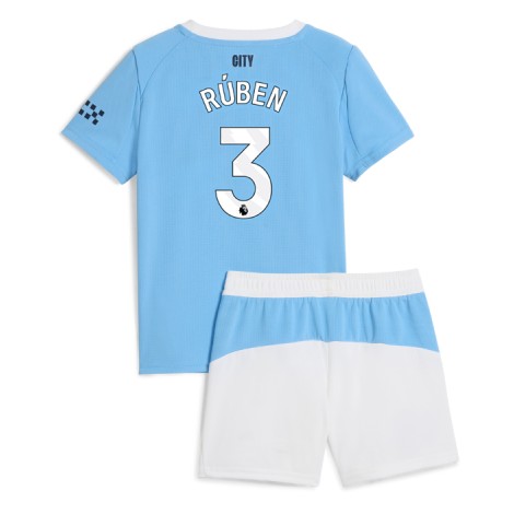 Manchester City Ruben Dias #3 Thuis tenue Kids 2025-26 Korte Mouw (+ Korte broeken)