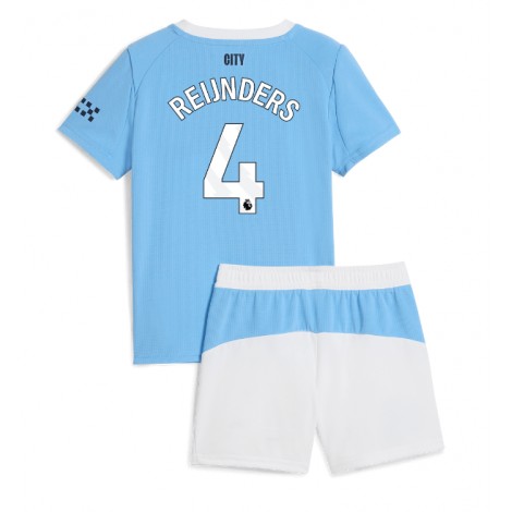 Manchester City Tijjani Reijnders #4 Thuis tenue Kids 2025-26 Korte Mouw (+ Korte broeken)