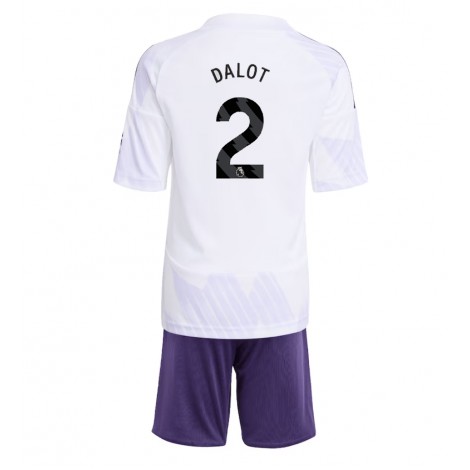 Manchester United Diogo Dalot #2 Uit tenue Kids 2025-26 Korte Mouw (+ Korte broeken)