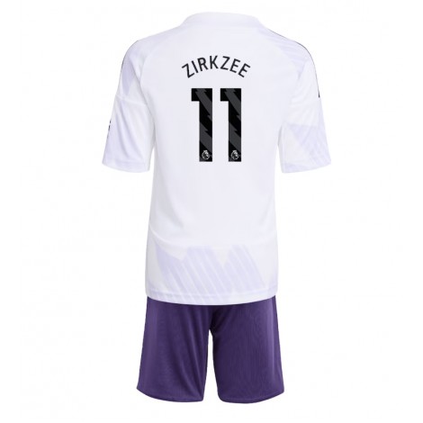 Manchester United Joshua Zirkzee #11 Uit tenue Kids 2025-26 Korte Mouw (+ Korte broeken)