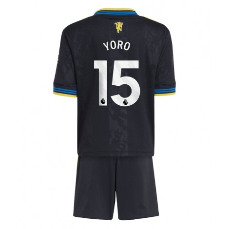 Manchester United Leny Yoro #15 Derde tenue Kids 2025-26 Korte Mouw (+ Korte broeken)