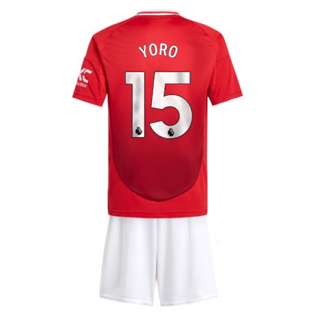 Manchester United Leny Yoro #15 Thuis tenue Kids 2024-25 Korte Mouw (+ Korte broeken)