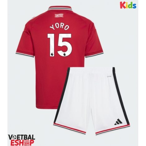 Manchester United Leny Yoro #15 Thuis tenue Kids 2026-27 Korte Mouw (+ Korte broeken)
