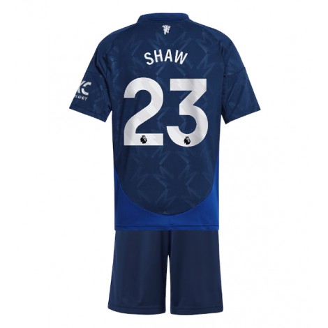 Manchester United Luke Shaw #23 Uit tenue Kids 2024-25 Korte Mouw (+ Korte broeken)