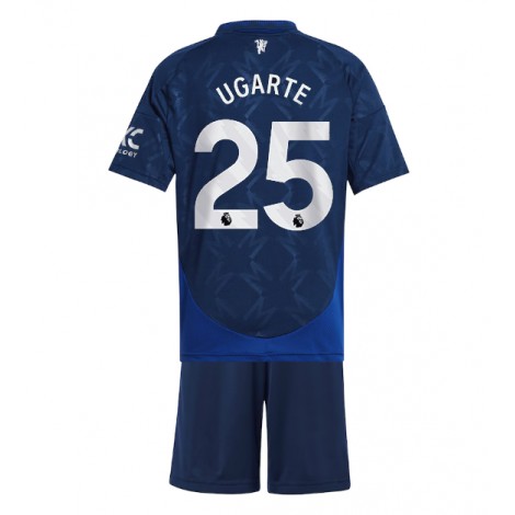 Manchester United Manuel Ugarte #25 Uit tenue Kids 2024-25 Korte Mouw (+ Korte broeken)