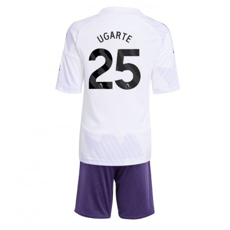Manchester United Manuel Ugarte #25 Uit tenue Kids 2025-26 Korte Mouw (+ Korte broeken)