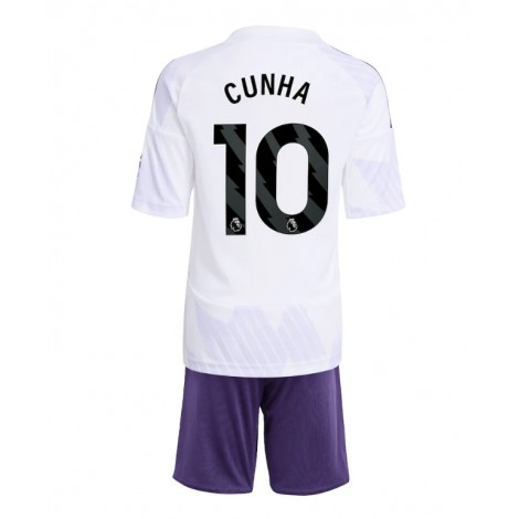Manchester United Matheus Cunha #10 Uit tenue Kids 2025-26 Korte Mouw (+ Korte broeken)