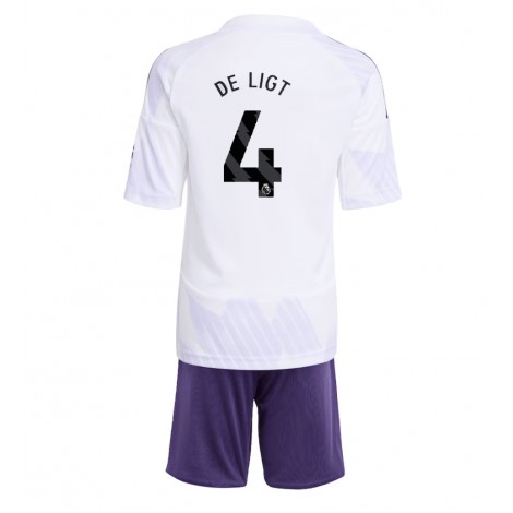 Manchester United Matthijs de Ligt #4 Uit tenue Kids 2025-26 Korte Mouw (+ Korte broeken)