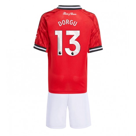 Manchester United Patrick Dorgu #13 Thuis tenue Kids 2025-26 Korte Mouw (+ Korte broeken)