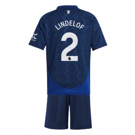 Manchester United Victor Lindelof #2 Uit tenue Kids 2024-25 Korte Mouw (+ Korte broeken)
