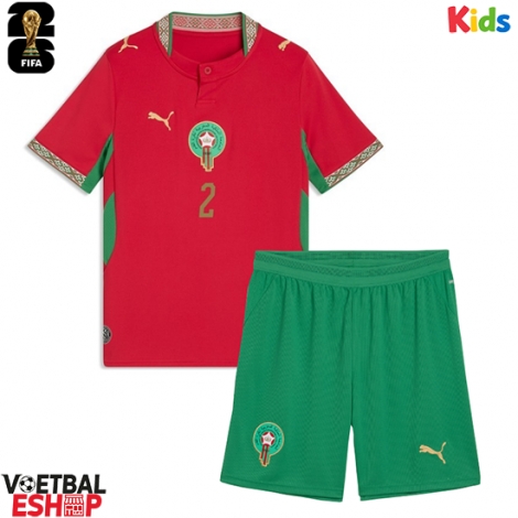 Marokko Achraf Hakimi #2 Thuis tenue Kids WK 2026 Korte Mouw (+ Korte broeken)