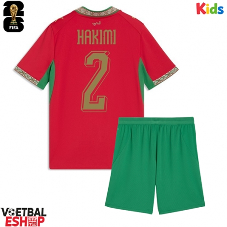 Marokko Achraf Hakimi #2 Thuis tenue Kids WK 2026 Korte Mouw (+ Korte broeken)
