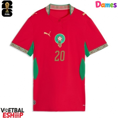Marokko Ayoub El Kaabi #20 Thuis tenue Dames WK 2026 Korte Mouw