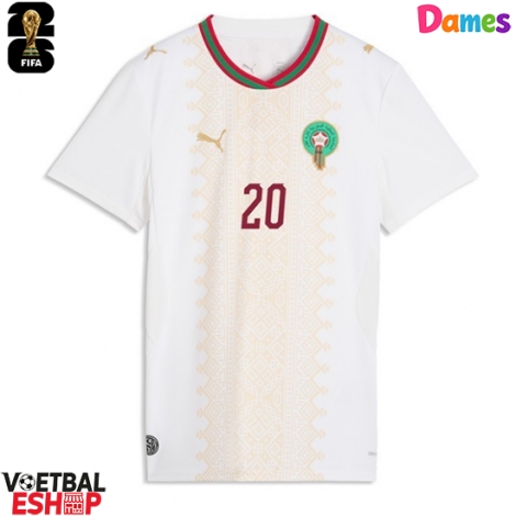 Marokko Ayoub El Kaabi #20 Uit tenue Dames WK 2026 Korte Mouw