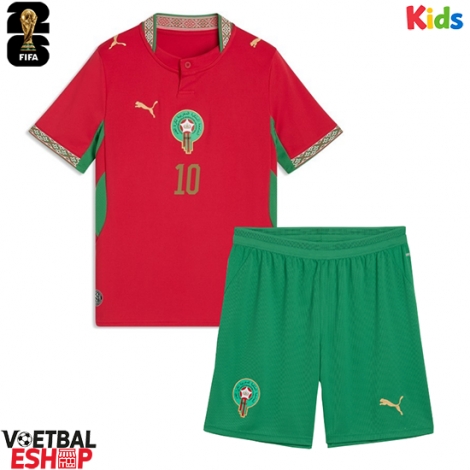 Marokko Brahim Diaz #10 Thuis tenue Kids WK 2026 Korte Mouw (+ Korte broeken)