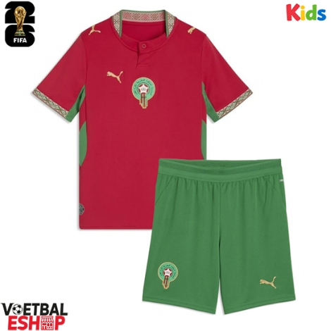 Marokko Thuis tenue Kids WK 2026 Korte Mouw (+ Korte broeken)