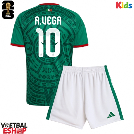 Mexico Alexis Vega #10 Thuis tenue Kids WK 2026 Korte Mouw (+ Korte broeken)