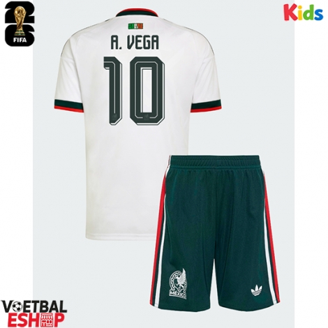 Mexico Alexis Vega #10 Uit tenue Kids WK 2026 Korte Mouw (+ Korte broeken)